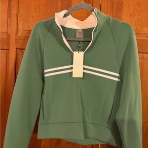CALIA by Carrie Underwood Green Sweatshirt with White Stripes